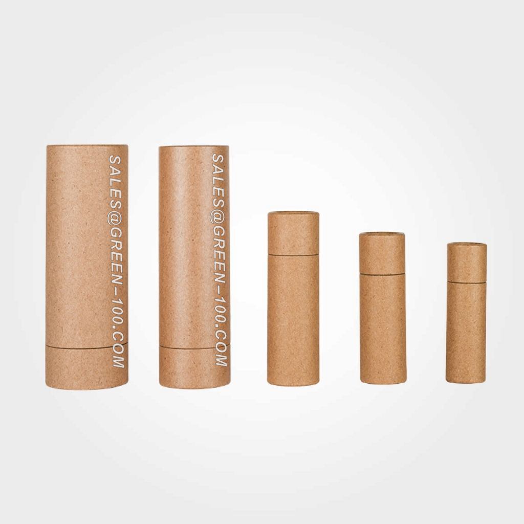 Brown Paperboard Push Up Lip Balm Tubes packaging