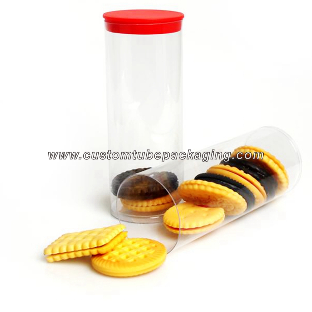 Food grade clear plastic tubes packaging for Cookies whit cap