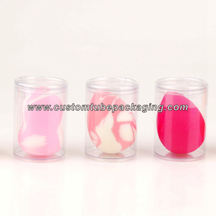 Custom Beauty Blender Packaging Clear Plastic Cylinder Beauty Makeup Sponge Packaging Tube Box